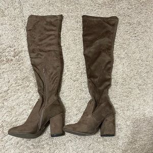 Chocolate brown suede over the knee boots - size 38